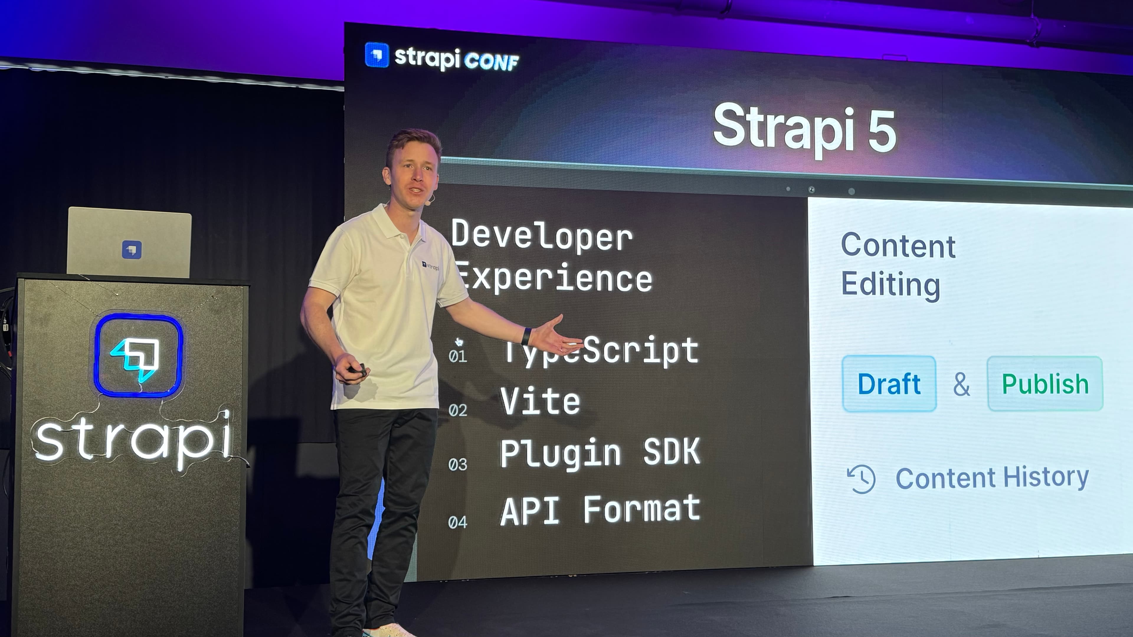Pierre presenting Strapi 5